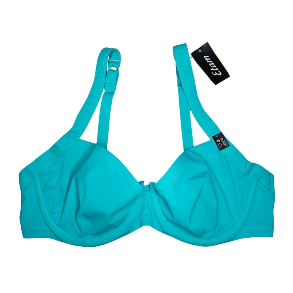 NWT Etam Women's SIZE 36D Unlined Balconette Swim Bikini Bra Top in Jade